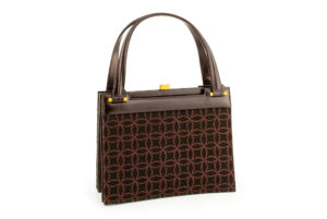 Vintage 1960's Rayne Dark Chocolate Brown With embroidered mesh Handbag